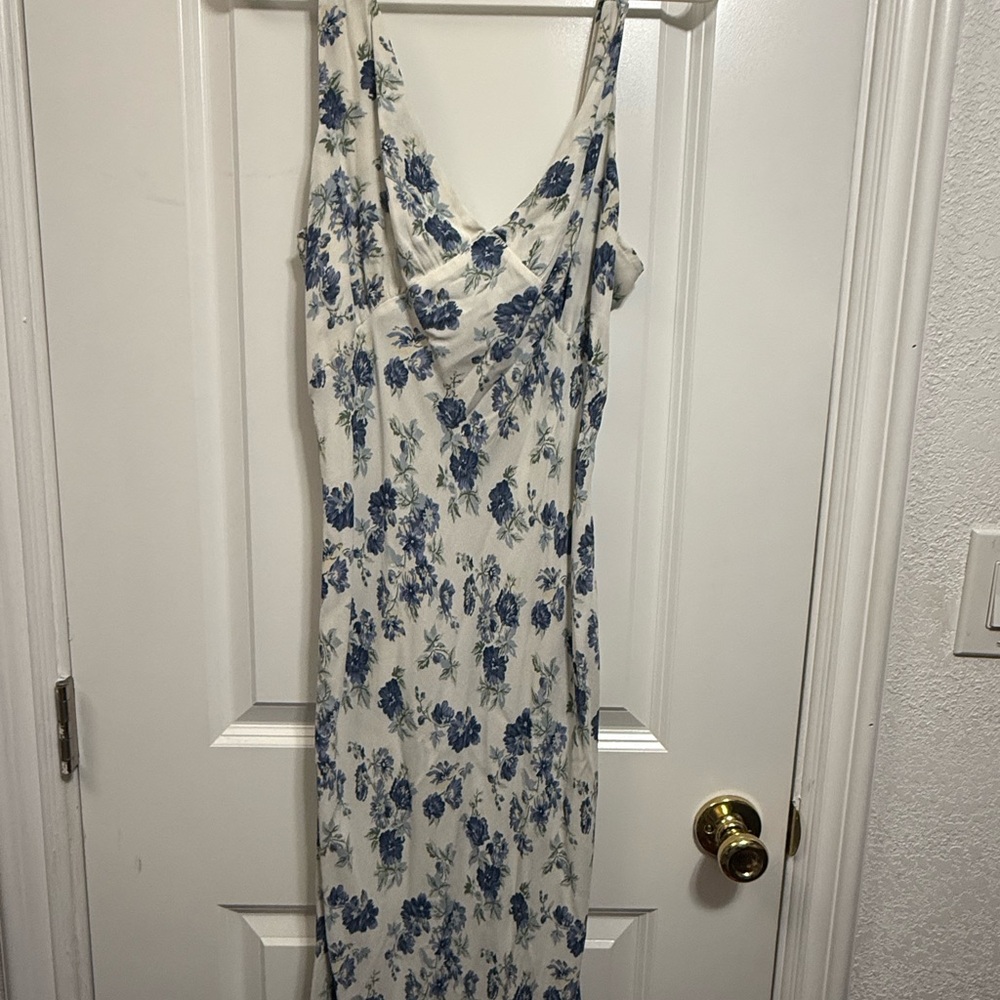 Reformation Blue and White Spaghetti Strap Sundress